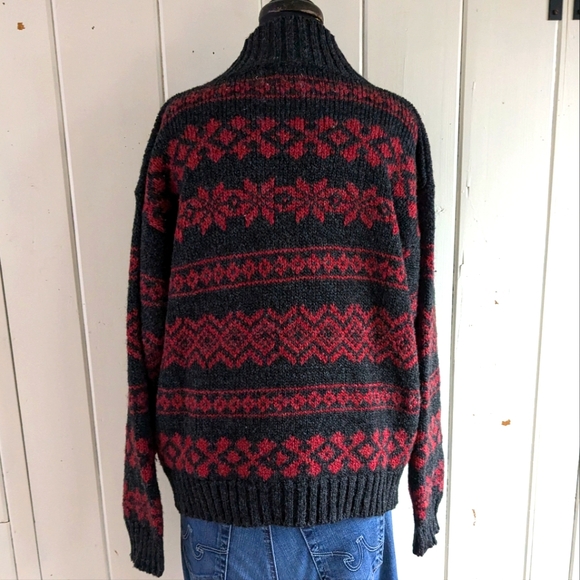 Snowflake 1/4 zip chunky knit sweater sz L - Picture 5 of 9